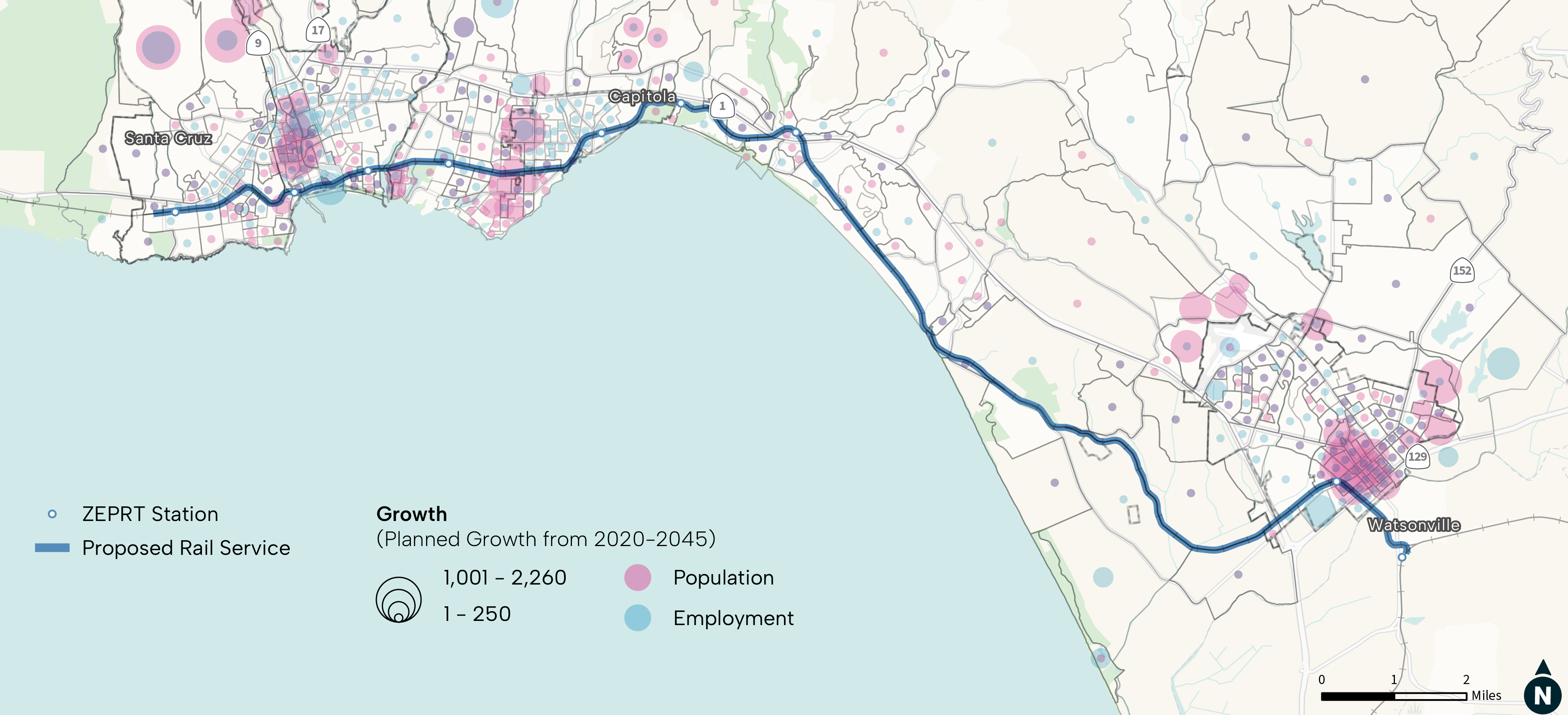 Map showing Anticipated Growth along Corridor